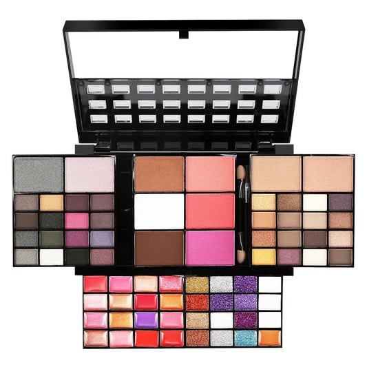 74-Color Professional Makeup Kit – Eyeshadow, Lip Gloss & Blush Professional Makeup Set Peaceful Pleasures Health and Wellness