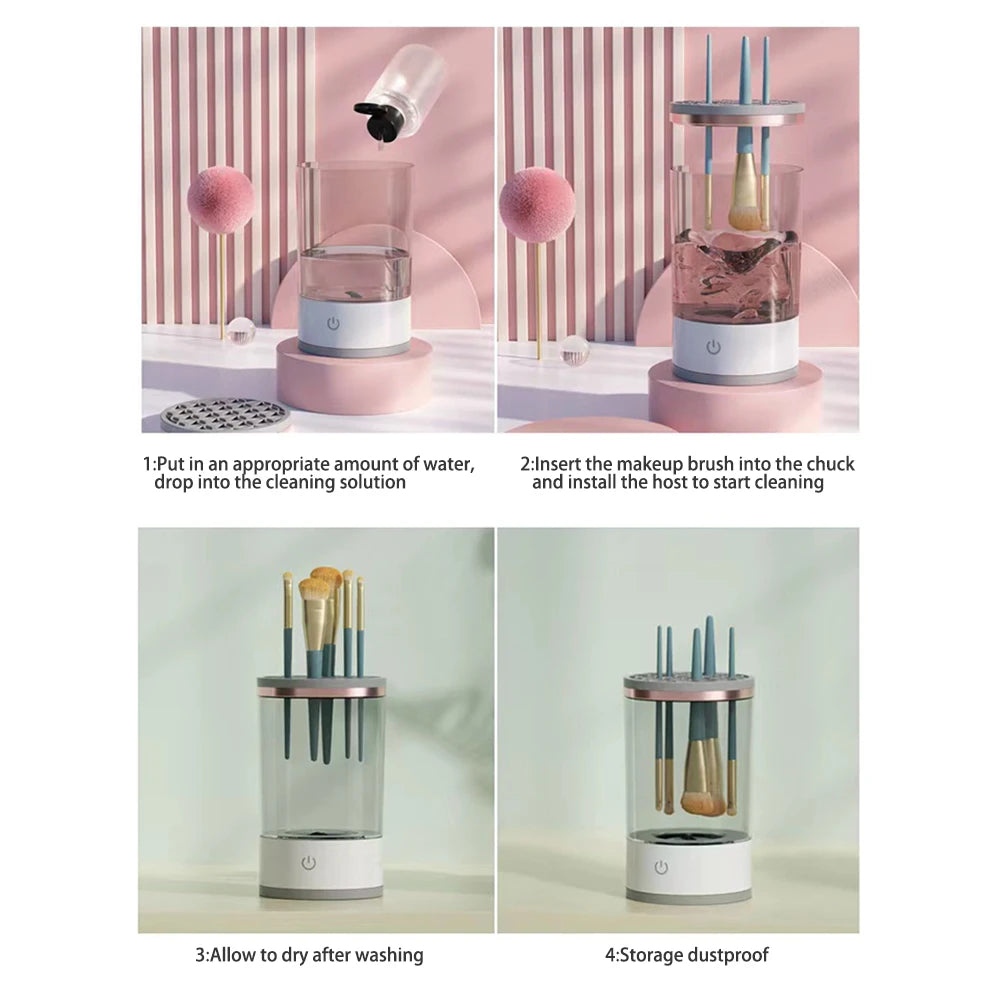 Makeup Brush Washer Lazy Electric Cleaning Brush Washing Tool Beauty Cleaning Tool Automatic Electric Makeup Brush 3in1 Portable Peaceful Pleasures Health and Wellness