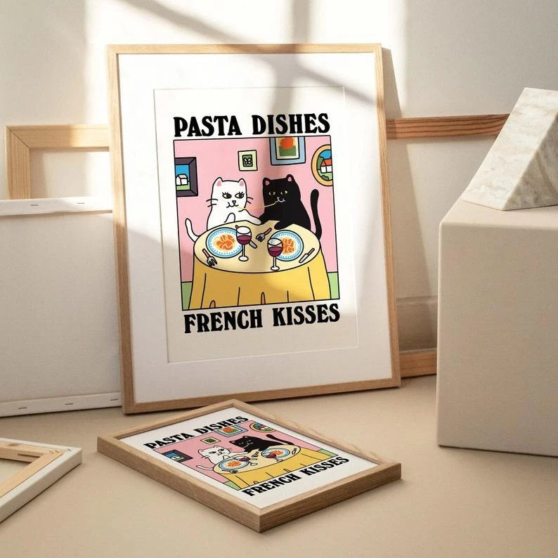 Cartoon Cat Canvas Wall Art Print | Kids & Living Room Decor
