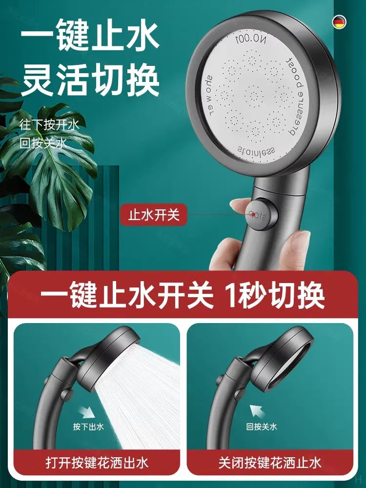 Large Panel Rainfall Shower Head | High Pressure & Stop Button
