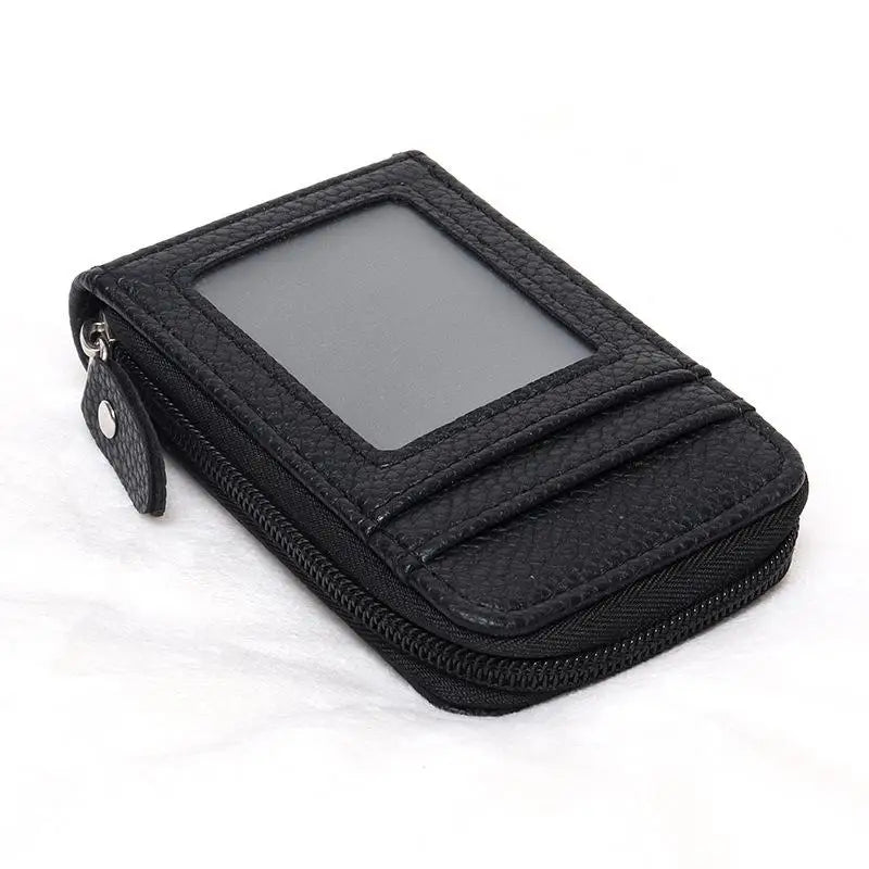 JETTING PU Leather Zipper Card Holder Wallet with ID Window