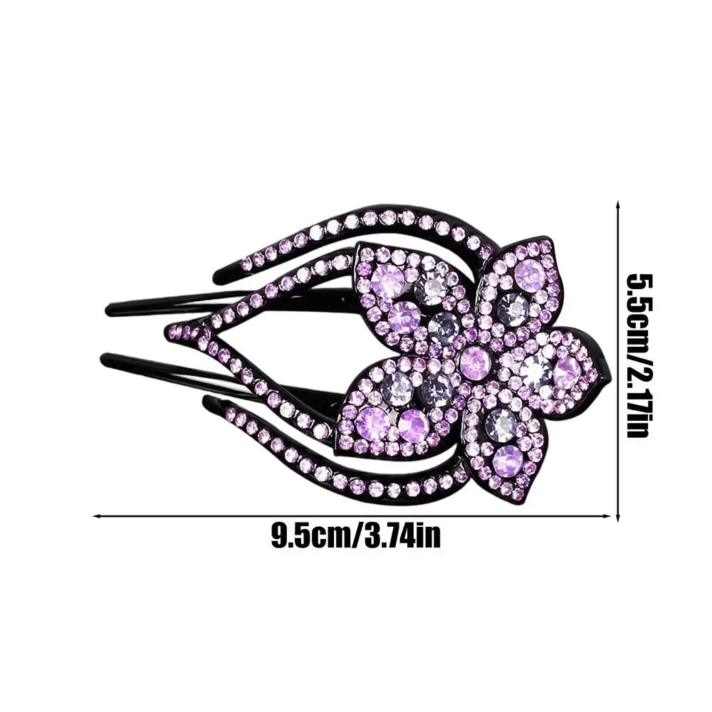 Crystal Flower Duckbill Hair Clip – Rhinestone Barrette for Women