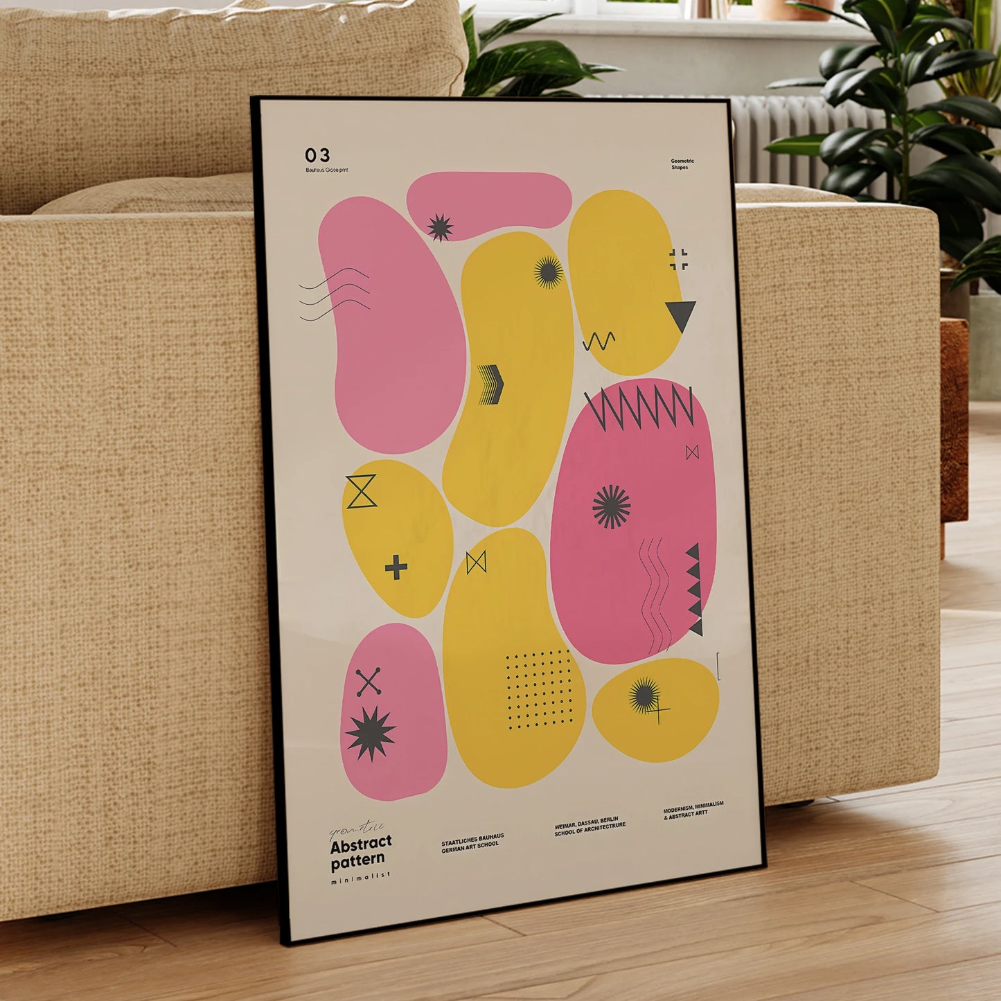 Modern Bauhaus Abstract Geometric Canvas Wall Art | Framed Print