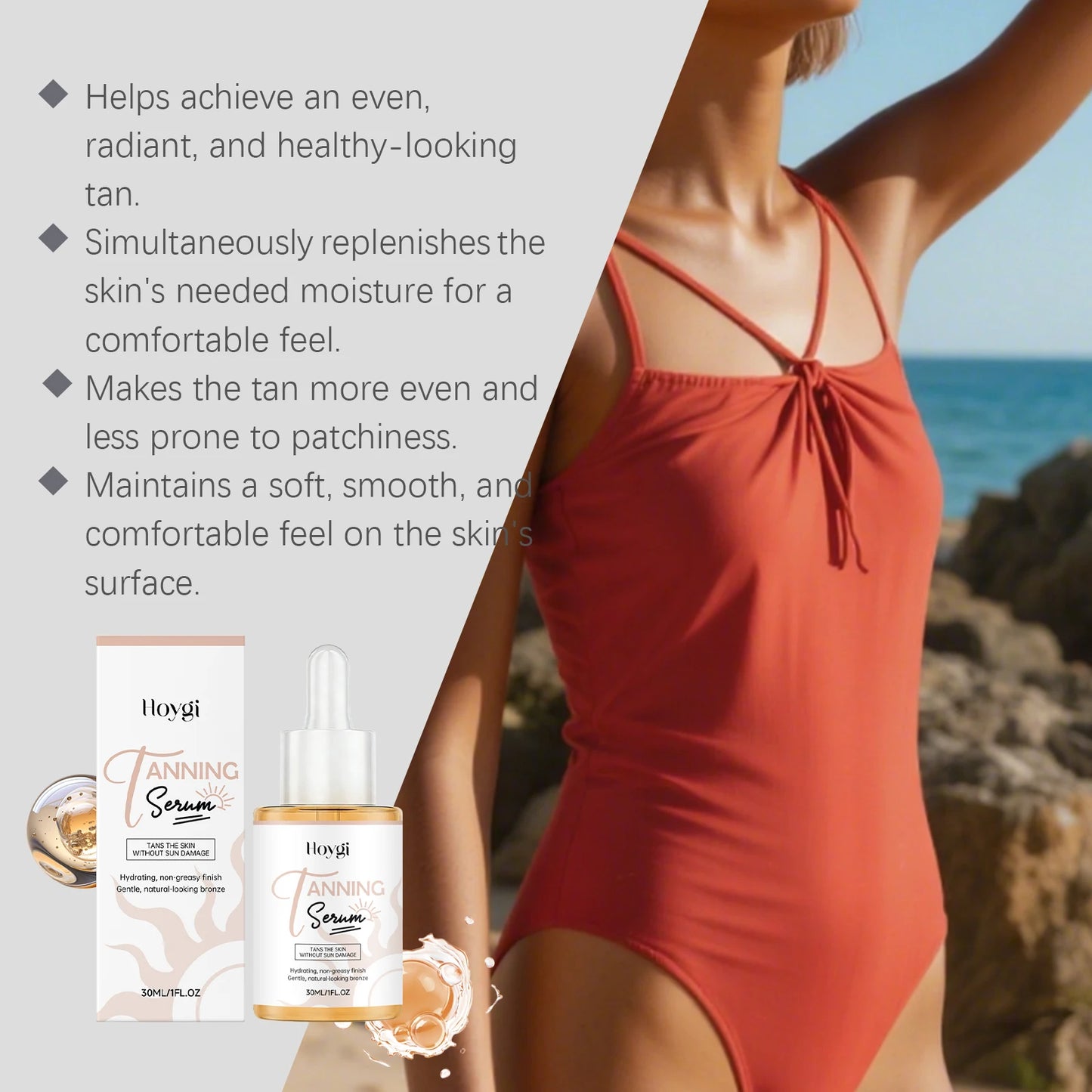 Hoygi Self Tanning Serum – Streak-Free Sunless Bronze Glow