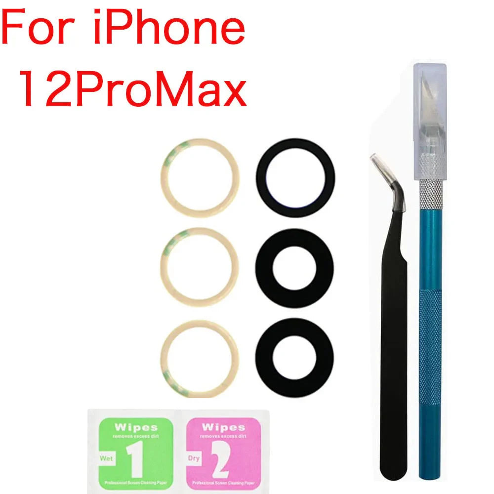 iPhone 11–14 Rear Camera Glass Lens Replacement Kit + Tools