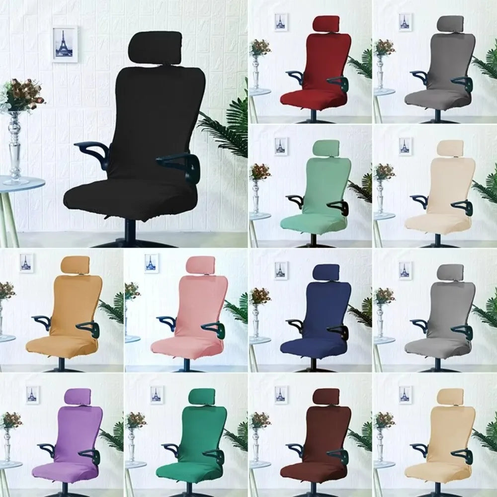 New Elastic Office Chair Cover Solid Color Washable Gaming Chair Cover Headrest Cover Computer Swivel Chair Cover Peaceful Pleasures Health and Wellness
