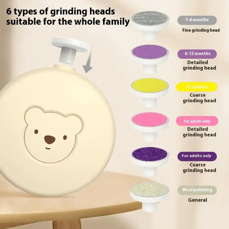 Baby Electric Nail Grinder | 6 Heads, Quiet & Safe for Infants