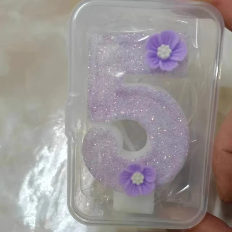 2026 New Cute Purple Flowers 3D Number Cake Candles for Birthday Party Decorations Birthday Decoration Cake Decorating Tools Peaceful Pleasures Health and Wellness