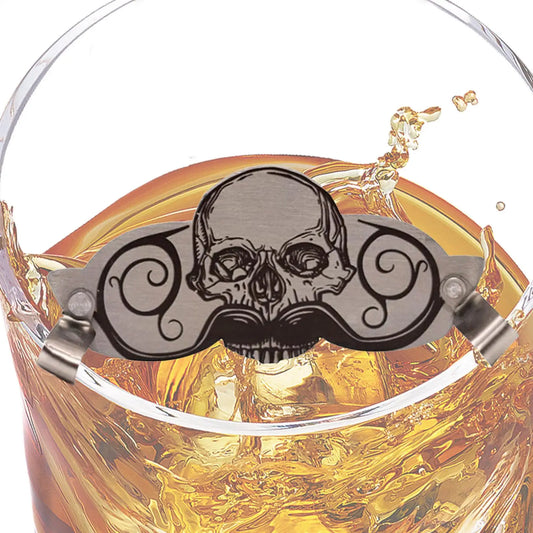 Skull Stainless Steel Mustache Guard for Drinking Mustache Drinking Guard Peaceful Pleasures Health and Wellness