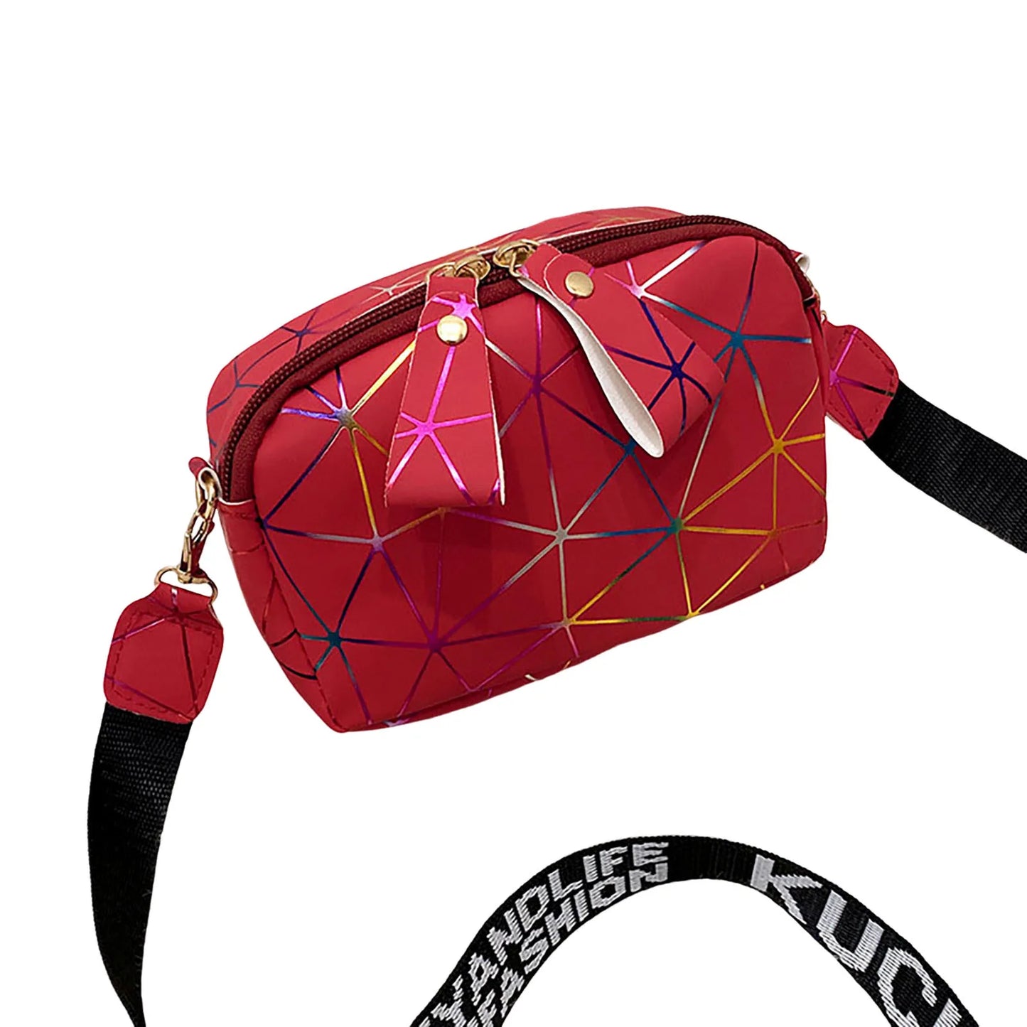 Woman Square Crossbody Bag Print Shoulder Bag with Wide Detachable Shoulder Strap for Mobile Phone Cosmetics Keychain Peaceful Pleasures Health and Wellness Red