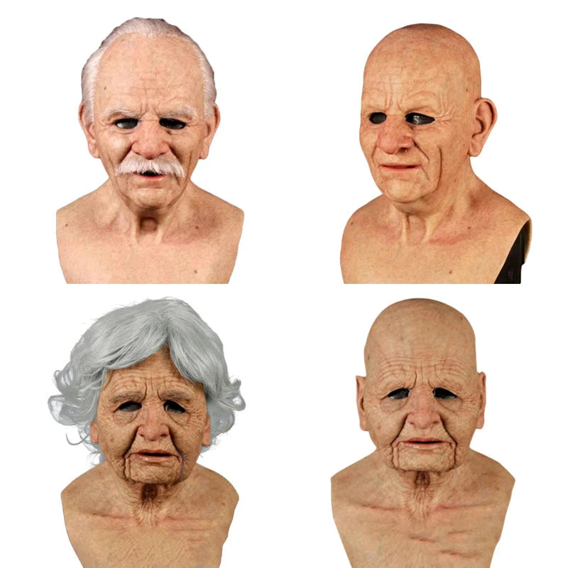 Grandpa Grandma Latex Full Head Halloween Mask | Cosplay