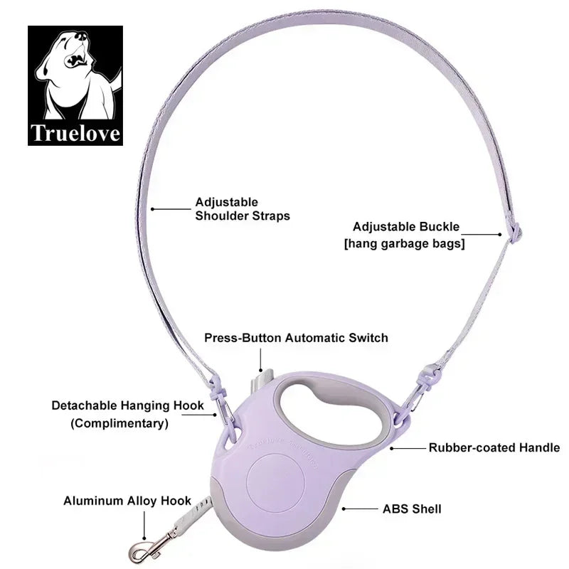 Truelove Tangle Free Retractable Dog Leash 16 Ft Strong Nylon Tape One-Handed Brake Pause Lock Dog Cat Owners Reliable TLL5001 Peaceful Pleasures Health and Wellness