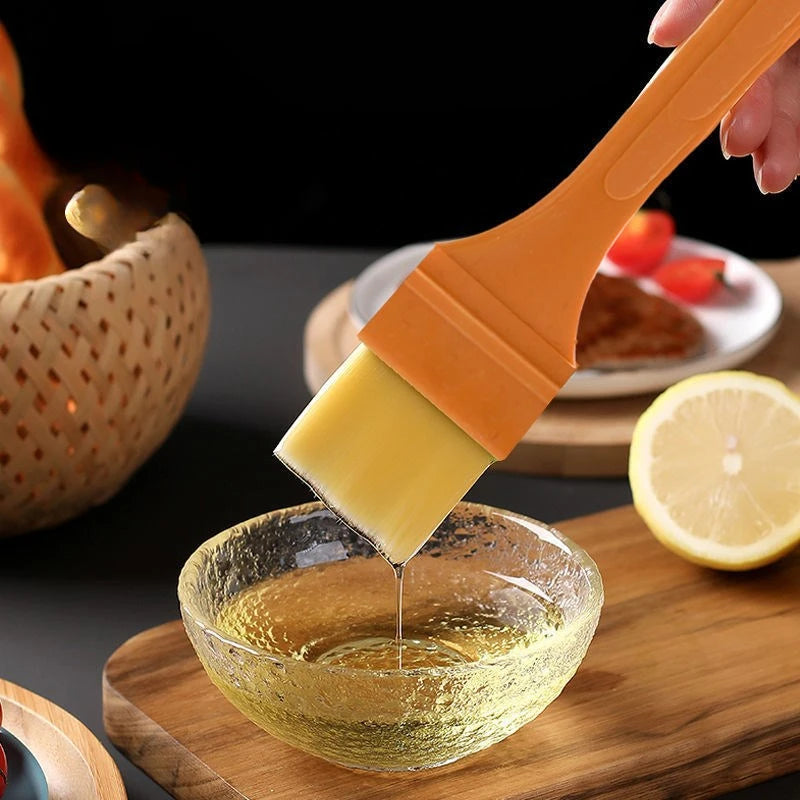 1cps Yellow Handle Oil Brush Pancake Brush Household Barbecue Brush Heat-resistant Small Brush Peaceful Pleasures Health and Wellness