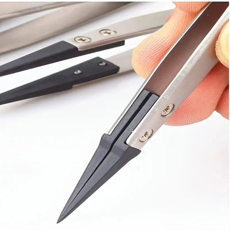 ESD-Safe Precision Tweezers Anti-static Tips Heavy-duty Metal