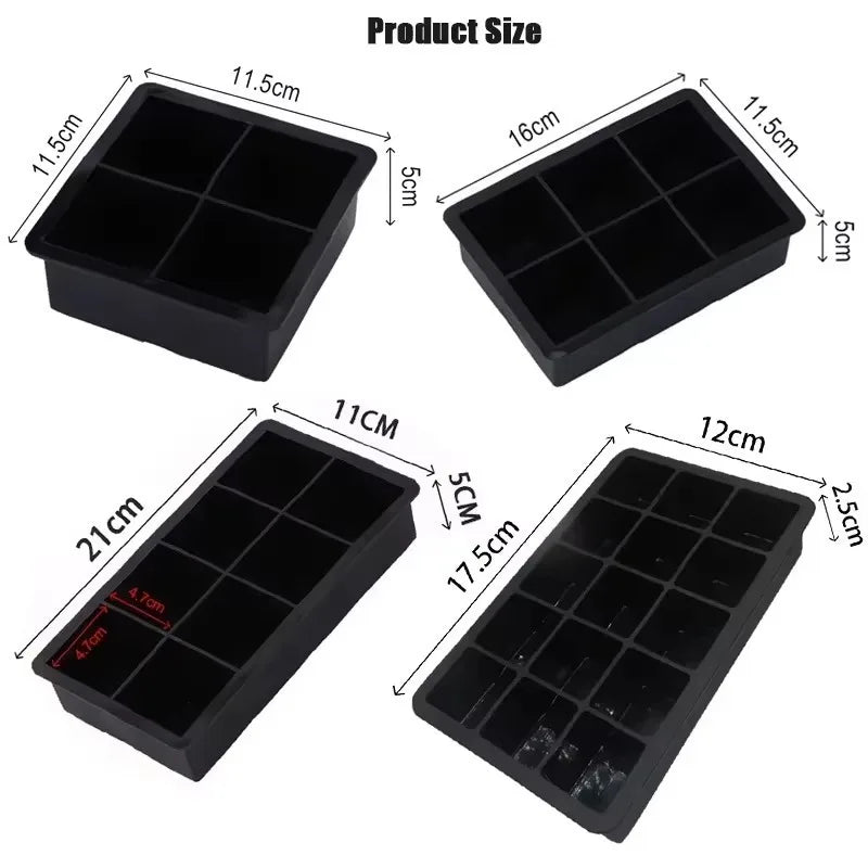 Silicone Ice Cube Mold & Ice Ball Maker | 4/6/8/15 Compartments