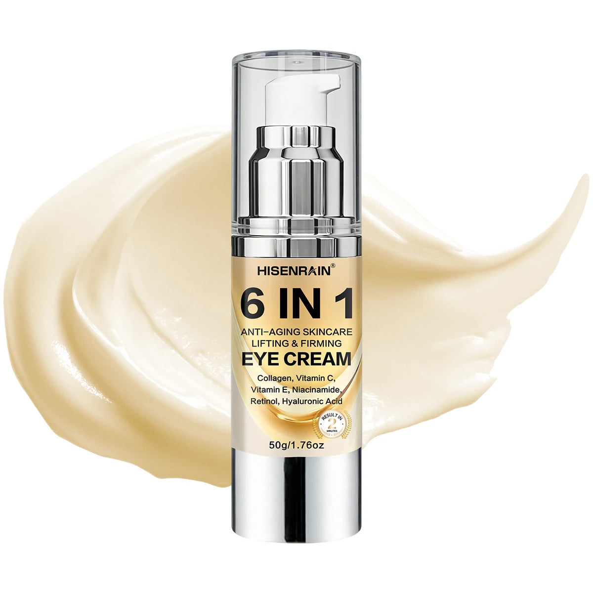 HISENRAIN 6-in-1 Eye Yellow Cream for Dark Circles, Puffiness, Wrinkles & Hydration - Anti-Aging Treatment for Men & Women. Peaceful Pleasures Health and Wellness 50g