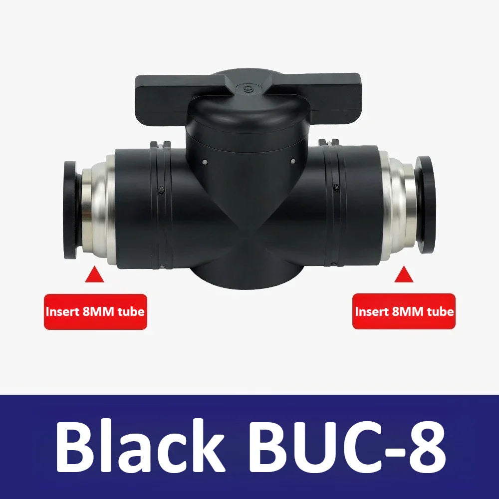 Pneumatic Ball Hand Valve Quick-Connect PU Air Pipe 4–12mm