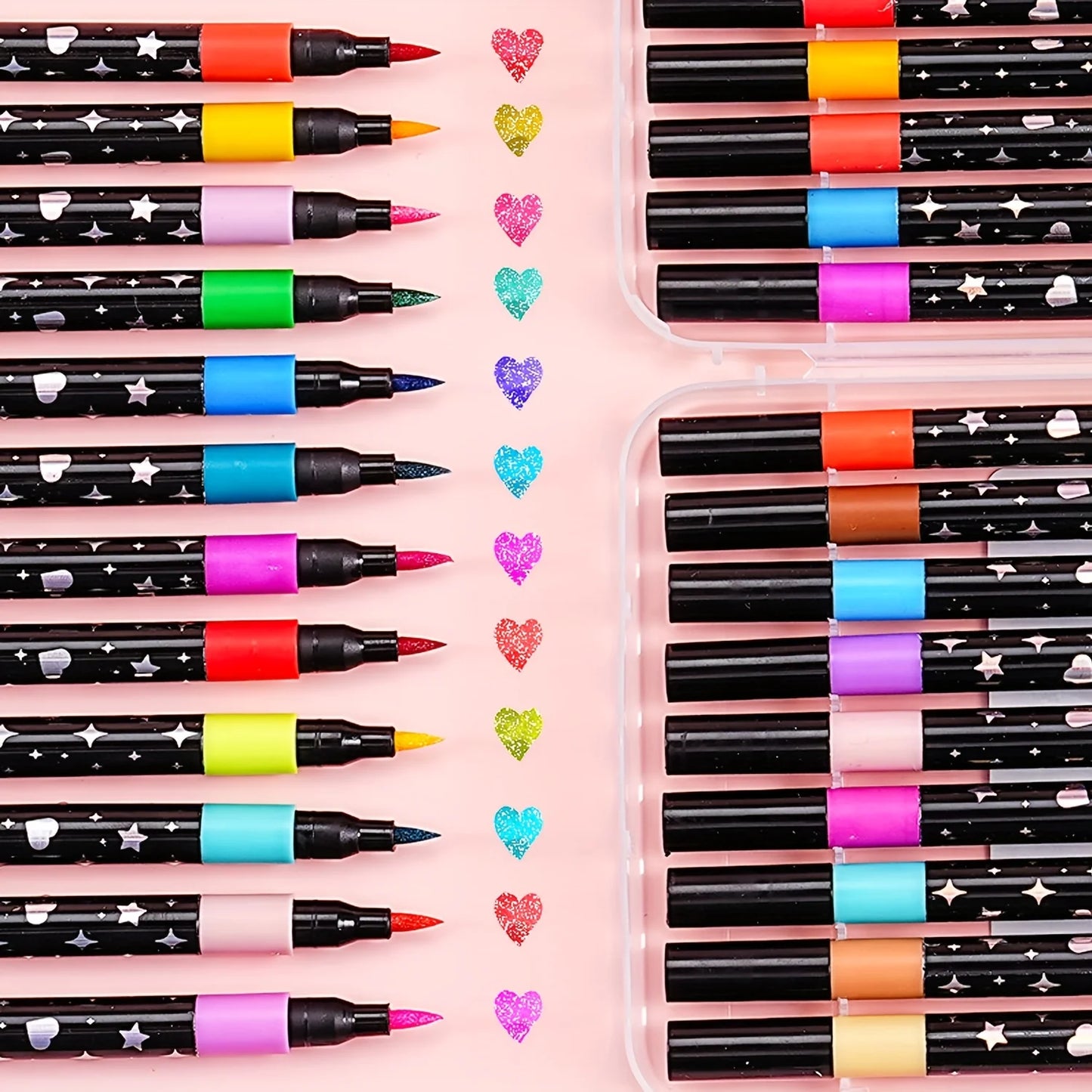 24-Color Glitter Markers Set | Metallic Water-Based Glitter Pens