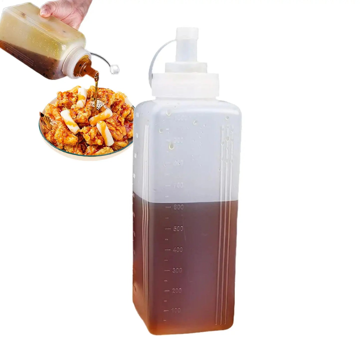 Large Squeeze Condiment Bottle with Nozzle Dispenser & Scale