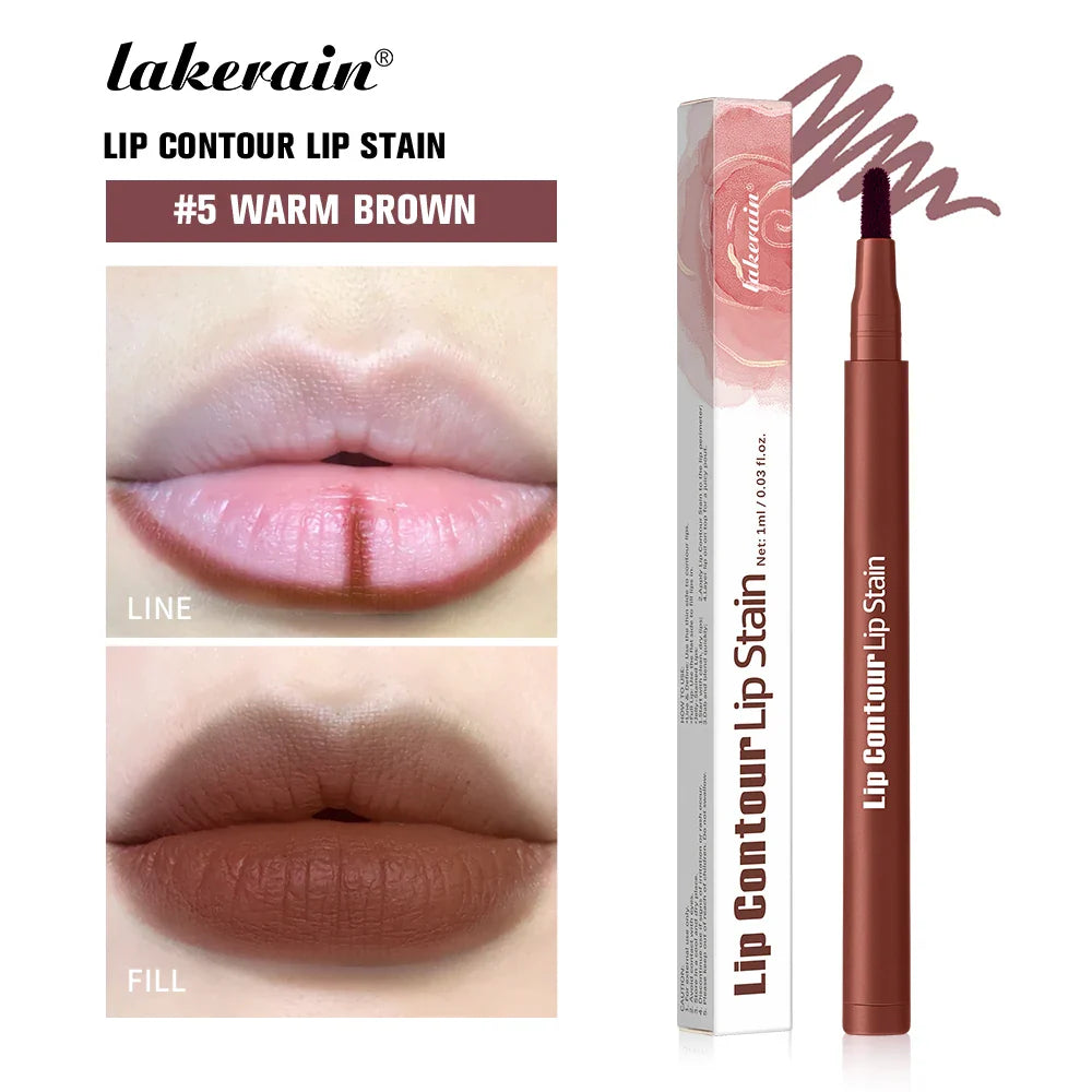 Lakerain Waterproof Lip Liner Pen – Ballpoint Felt Tip, 8 Shades