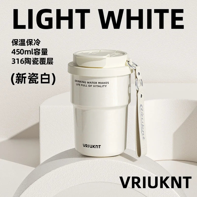 Ceramic Lined Stainless Steel Straw Tumbler | Insulated Cup Insulated Straw Tumbler Peaceful Pleasures Health and Wellness WHITE 450ml