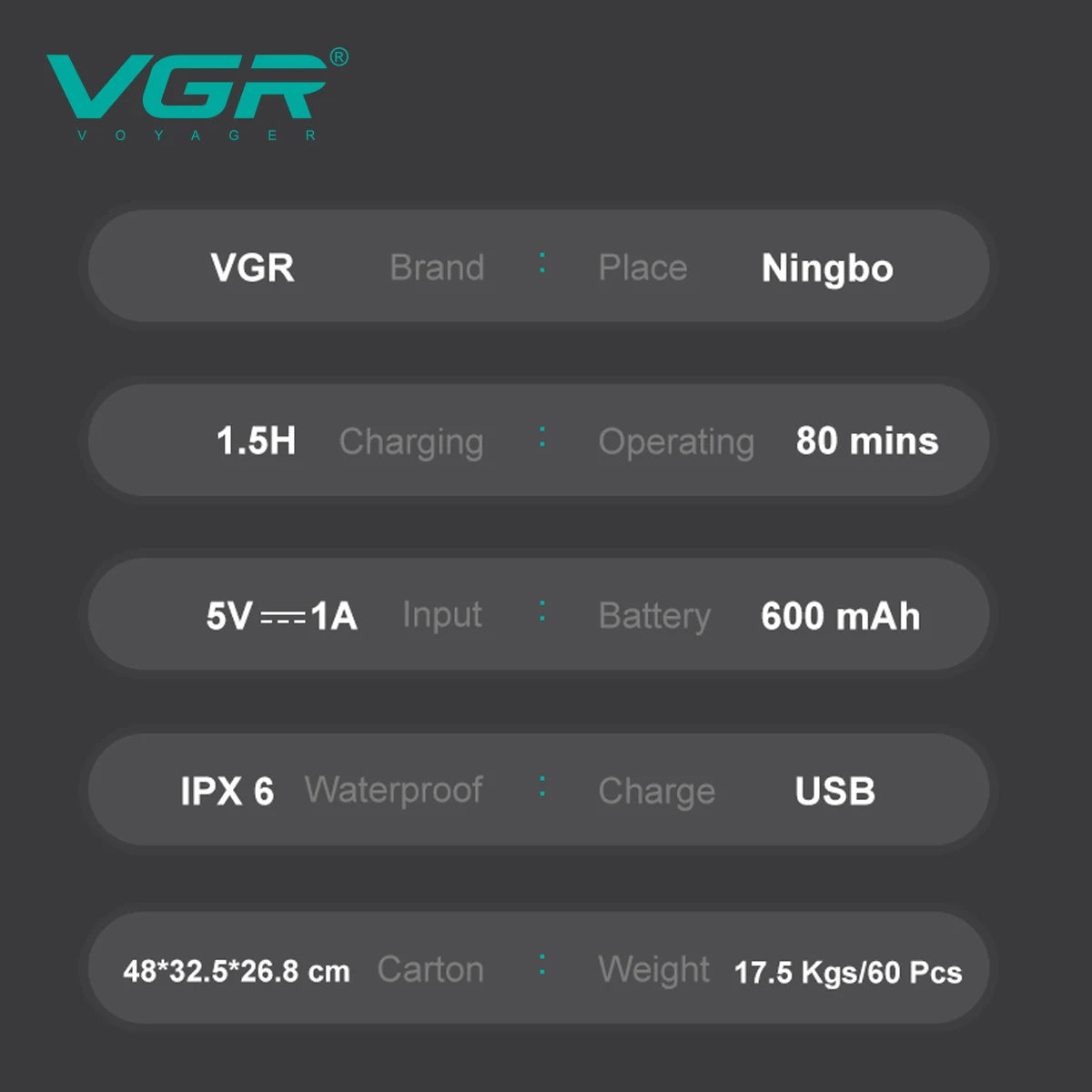 VGR New Reciprocating Shaver Gradient Matte Body Men's Shaver Convenient Home Travel Shaver Hair Removal and Whitening V-326 Peaceful Pleasures Health and Wellness
