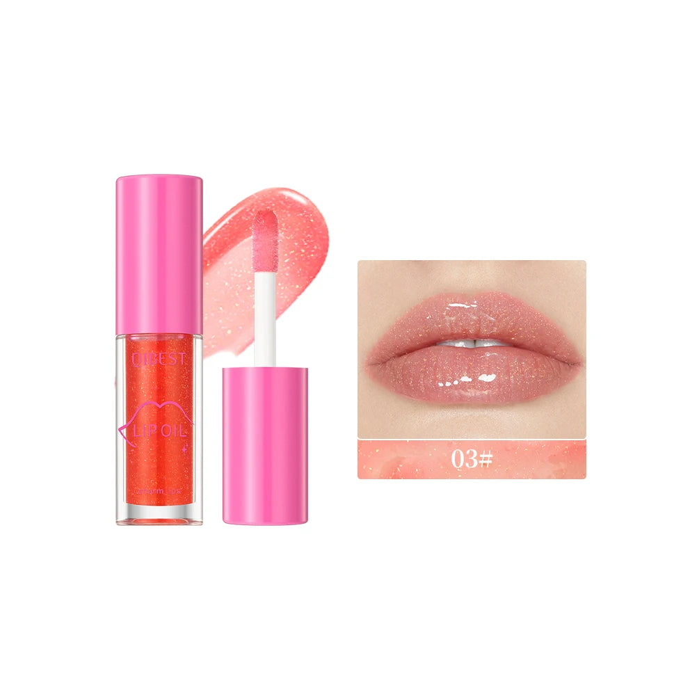 6-tone Moisturizing Lip gloss Brightening Oil Lip Gloss Transparent Glass Shiny Lip Balm Plumper Hydrating Lipgloss Cosmetics Peaceful Pleasures Health and Wellness 03 Clear Red