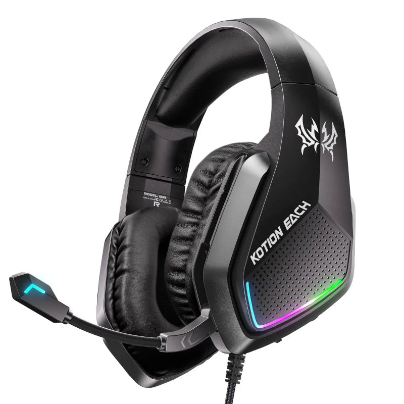 1PC Esports Wired Gaming Headset Over-Ear with Noise Cancelling Mic, LED Light Lightweight Headphones for PS5 PS4 PC Xbox Peaceful Pleasures Health and Wellness Black
