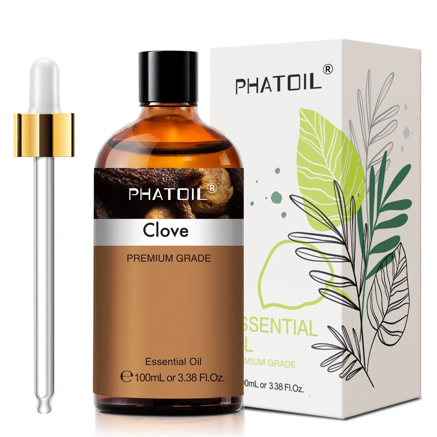PHATOIL 100ml Pure Essential Oil Lavender Jasmine Vanilla Sandalwood Sweet Orange Lemon Aromatherpay Essential Oils For Diffuser Peaceful Pleasures Health and Wellness Clove Bud United States 100ml