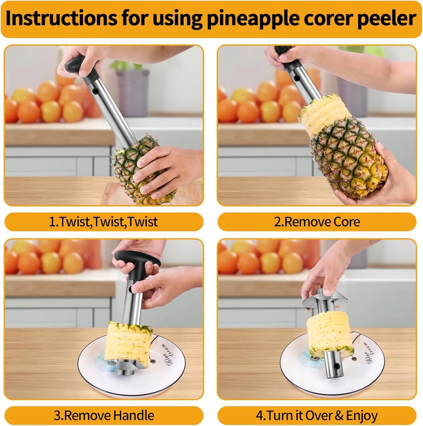 Stainless Steel Fruit Corer & Slicer Set – Pineapple & Apple