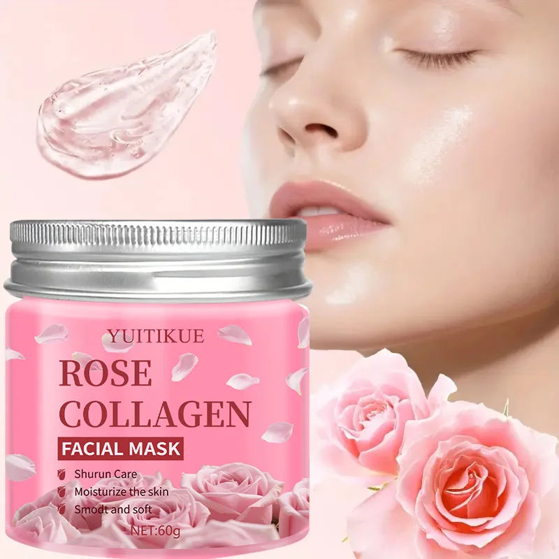 YUITIKUE Rose Collagen Facial Mask 60g - Night Care, Moisturize & Smooth Skin, Shurun Care Formula for Soft Skin Peaceful Pleasures Health and Wellness