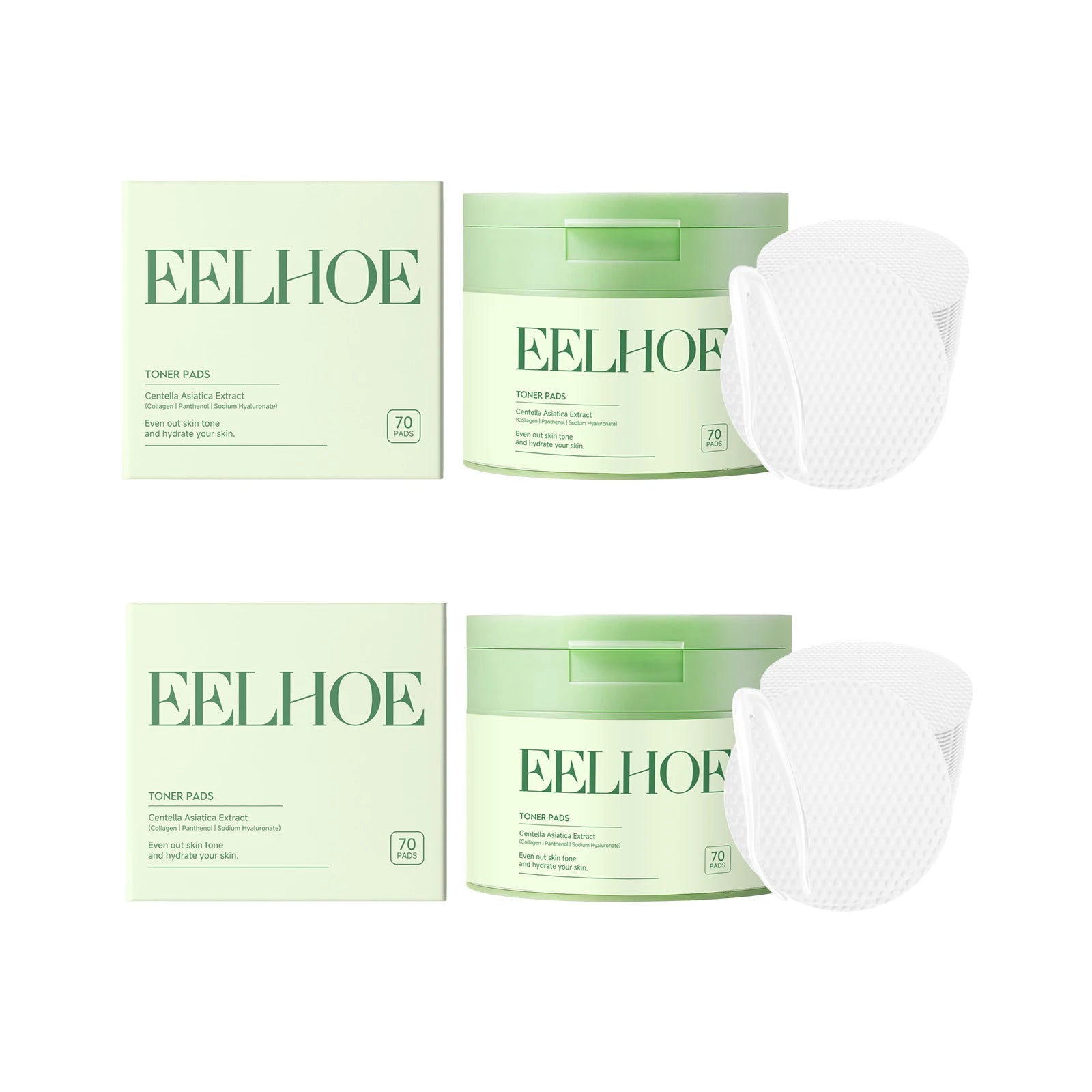 EELHOE Toning Cotton Pads 70pcs – Hydrate, Cleanse & Oil Control Toning Cotton Pads Peaceful Pleasures Health and Wellness 2 x 70pcs Boxed