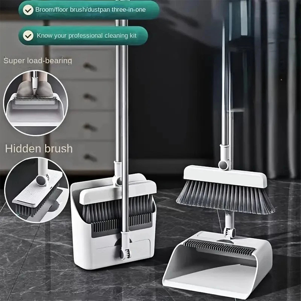 3in 1 Broom and Dustpan Set Floor Brush Long-handled Broom And Dustpan For Home Office School Dorm Peaceful Pleasures Health and Wellness
