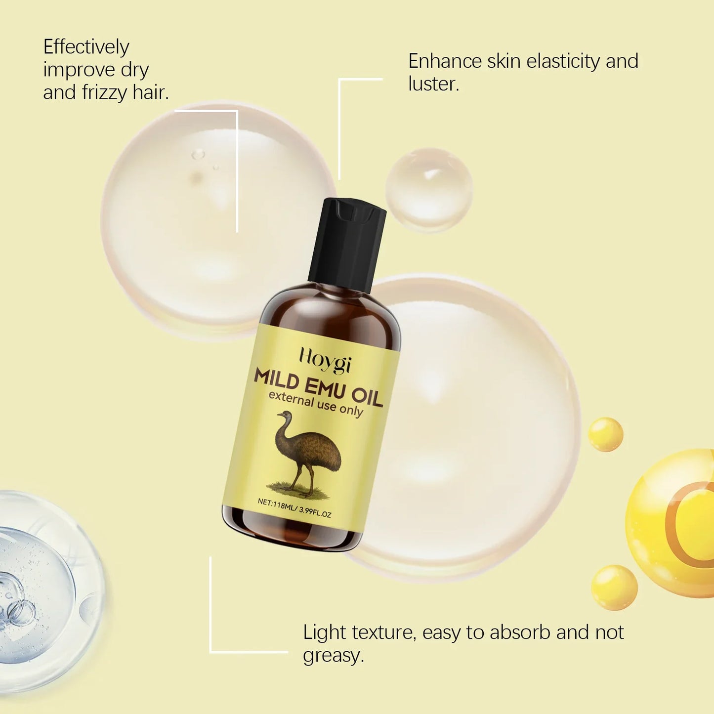 Hoygi Emu Oil Anti-Aging Moisturizer for Skin & Hair 118ml