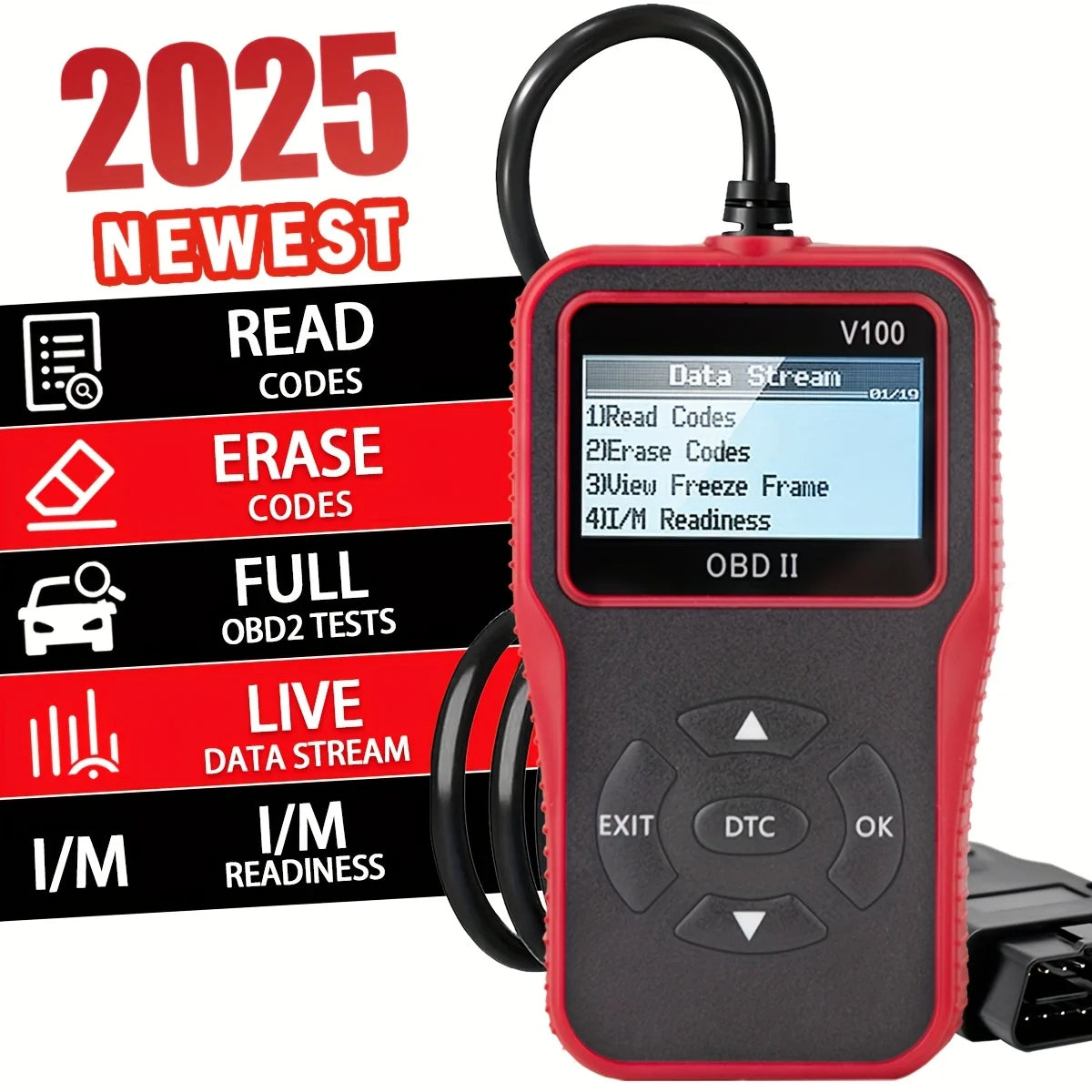 OBD2 Scanner & Check Engine Code Reader with Reset Function Peaceful Pleasures Health and Wellness black