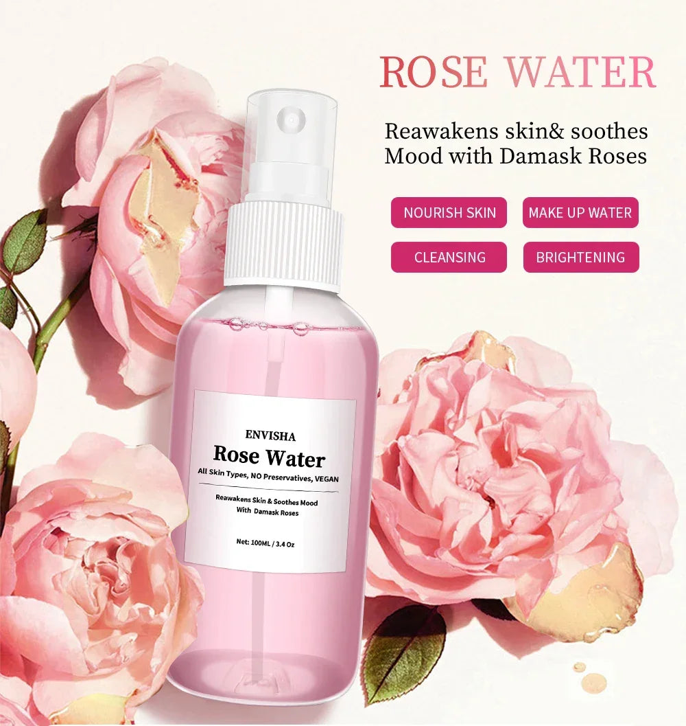 ENVISHA Rose Water Facial Toner – Hydrating & Pore-Minimizing Serum Peaceful Pleasures Health and Wellness