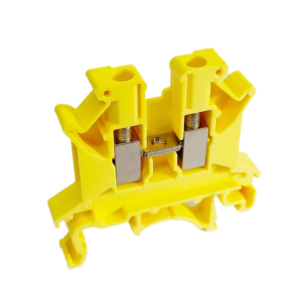 10/50/100PCS UK2.5B DIN Rail Terminal Block Screw Clamp Connector UK2.5 2.5mm² Cable Electrical Connector Peaceful Pleasures Health and Wellness UK2.5B-Yellow 100PCS