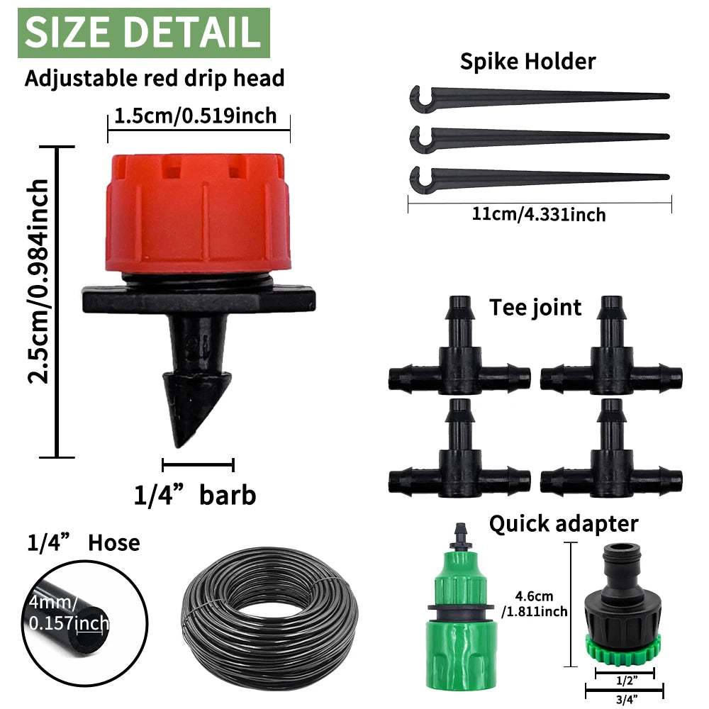 20M Garden Hose Micro Drip Irrigation System Portable Automatic Watering with Adjustable Drippers Misting Watering Kits Peaceful Pleasures Health and Wellness