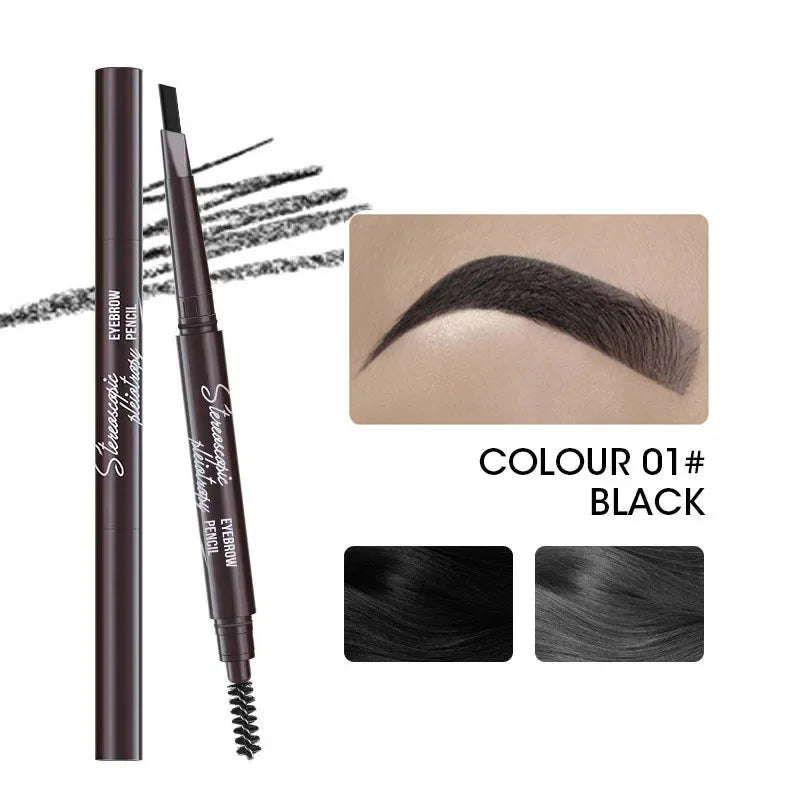 Natural Brown Waterproof Eyebrow Pencil Ultra-fine Triangle Precise Brows Cream With Brush Lasting No Blooming Rotatable Makeup Peaceful Pleasures Health and Wellness 01