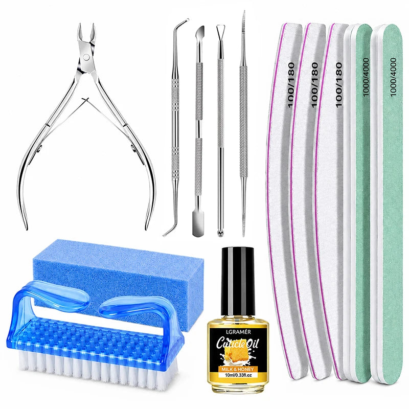 13-Piece Nail Care Manicure Set with Cuticle Oil & Nipper