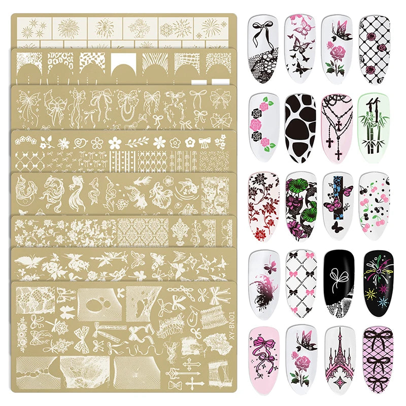 Nail Stamping Plates 12x6cm – Butterfly Flower Bowknot Designs