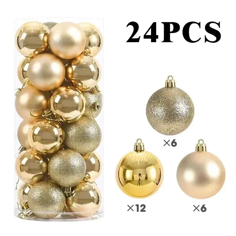 24Pcs 3/4/6CM Christmas Balls Big Ball Christmas Tree Pendant Ornaments for Party Decor 2025 New Year Navidad Gifts Accessory Peaceful Pleasures Health and Wellness