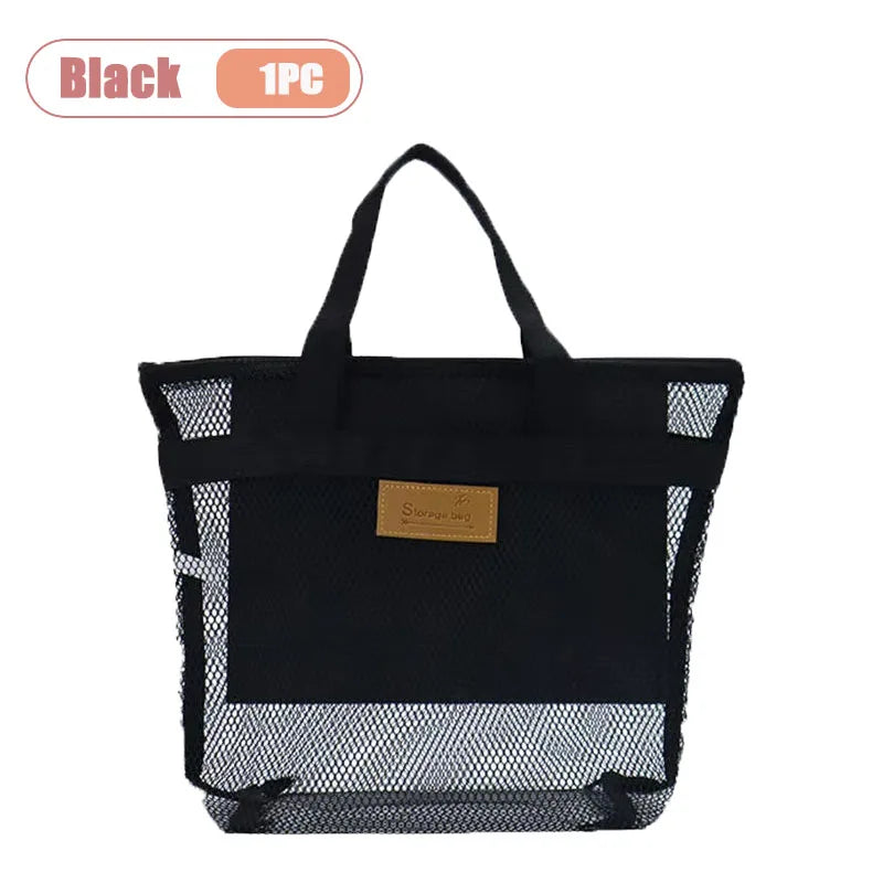Travel Beach Tote Bag with Mesh Pockets – Swim & Gym Organizer