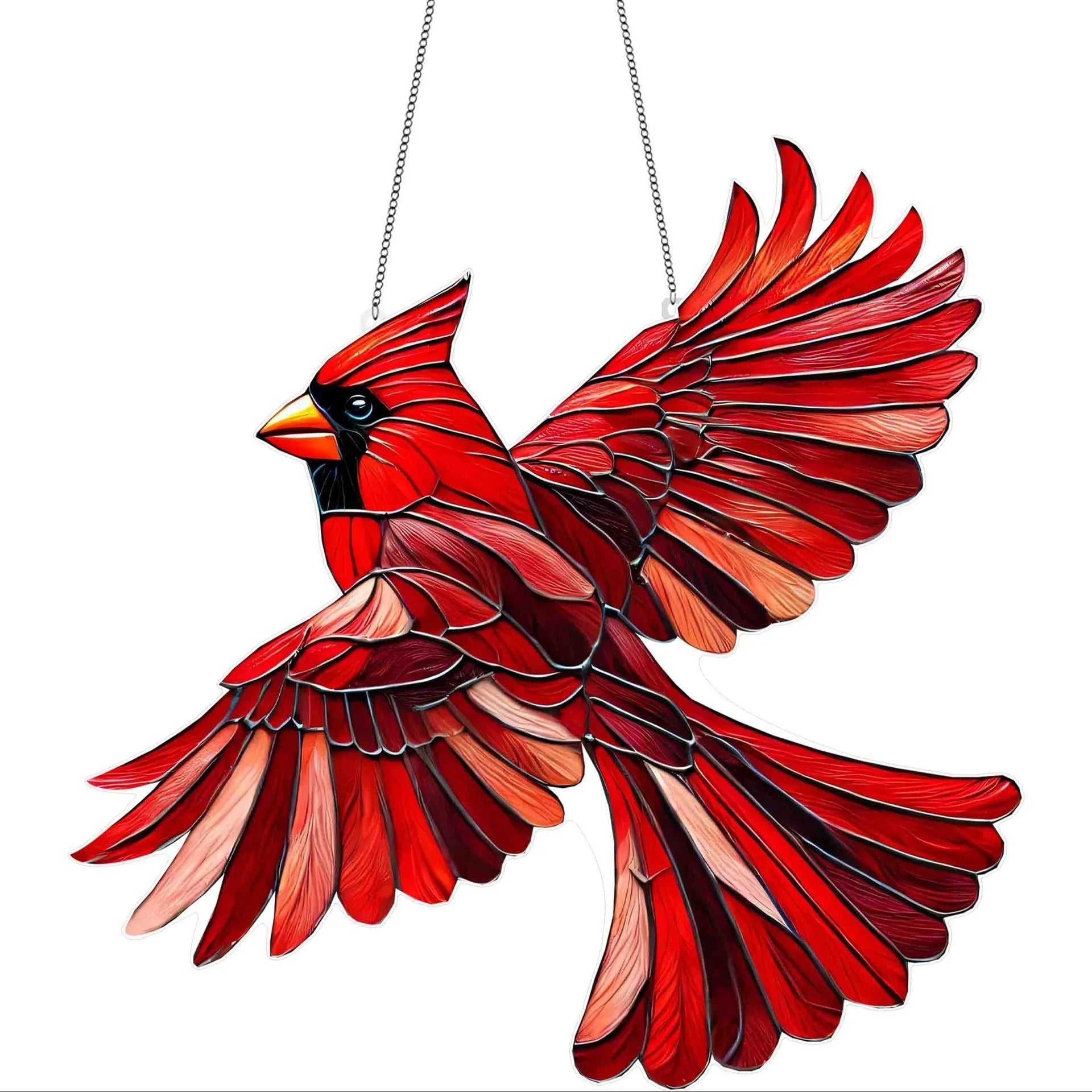 20X20X0.2cm Mythical Fire Phoenix & Turtle Sun Catcher Glass Painted Acrylic window Hanging decoration porch pendant decoration Peaceful Pleasures Health and Wellness Northern Cardinal