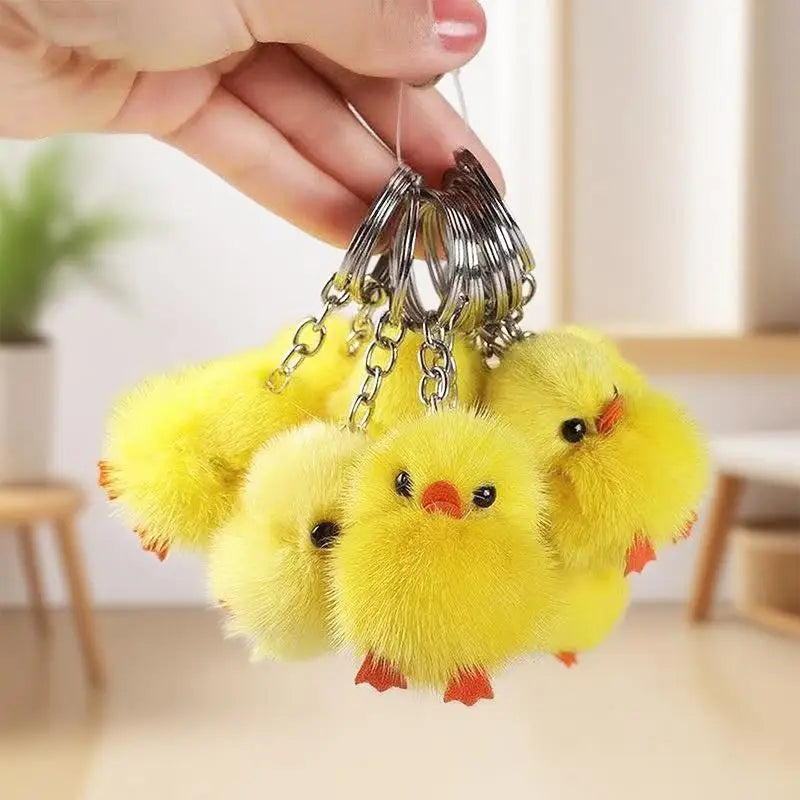 Cute Chicken Plush Keychain Pendant – Gift for Her