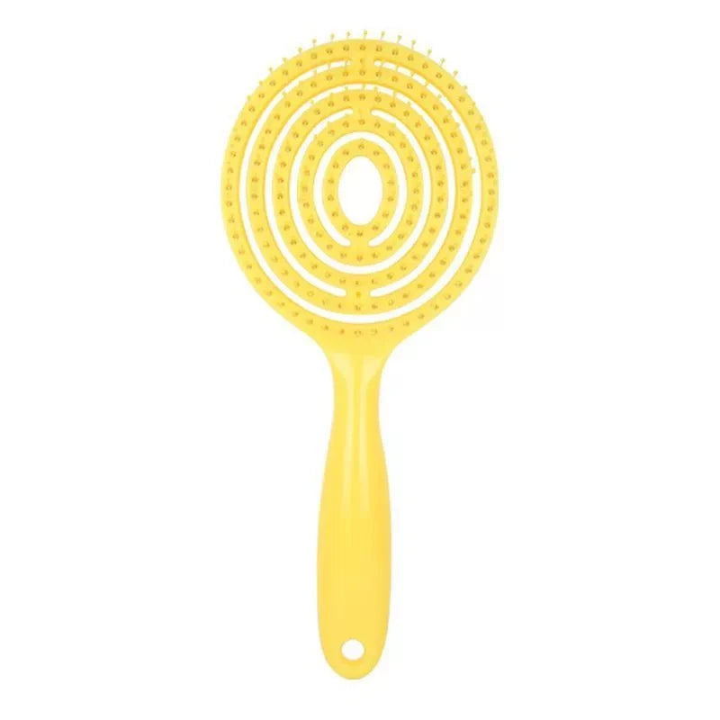 Lollipop Hollow Volumizing Hair Comb | Macaron Colors Volumizing Hair Comb Peaceful Pleasures Health and Wellness YELLOW