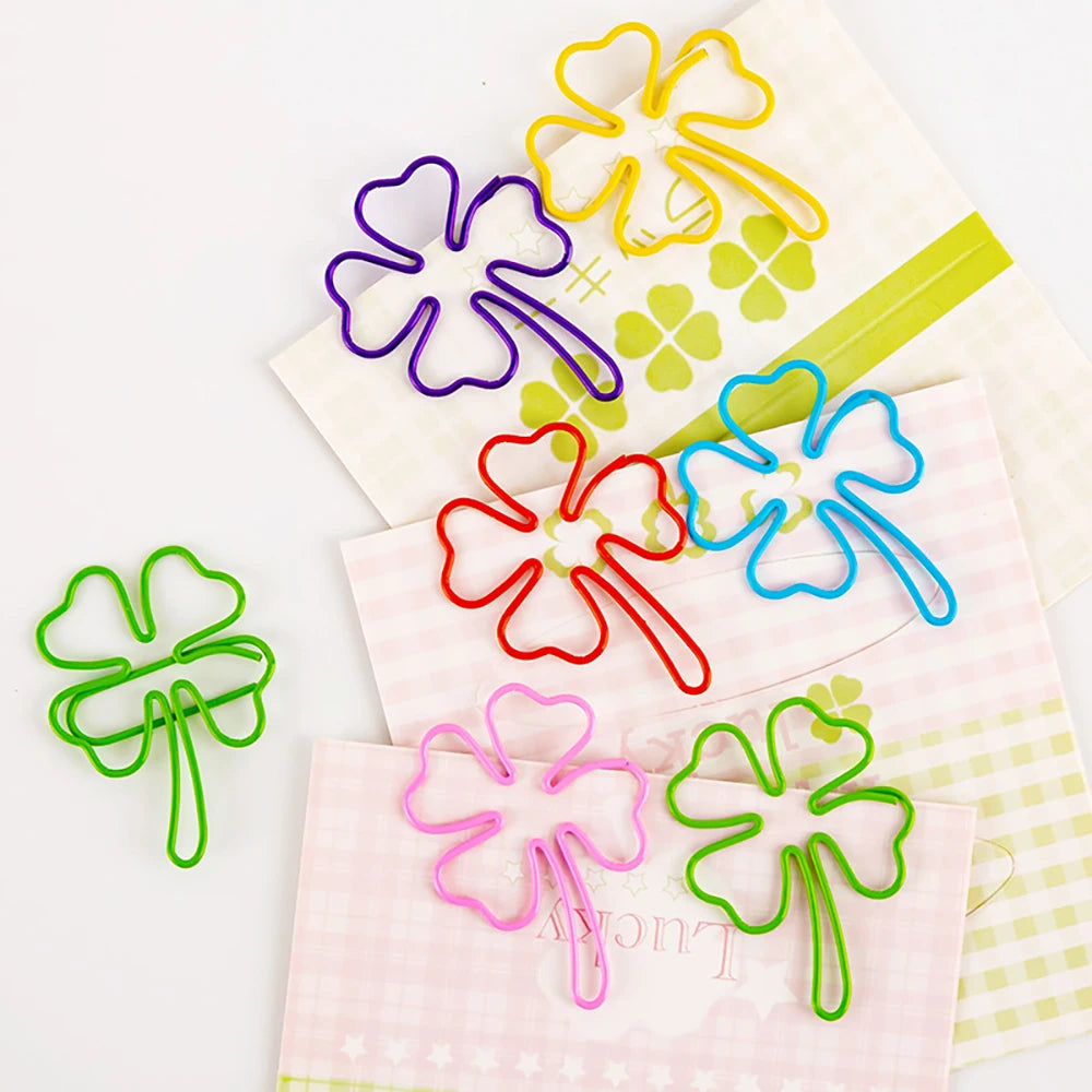 20 Clover Paper Clips Bookmark Macaron Colored Office Data Storage