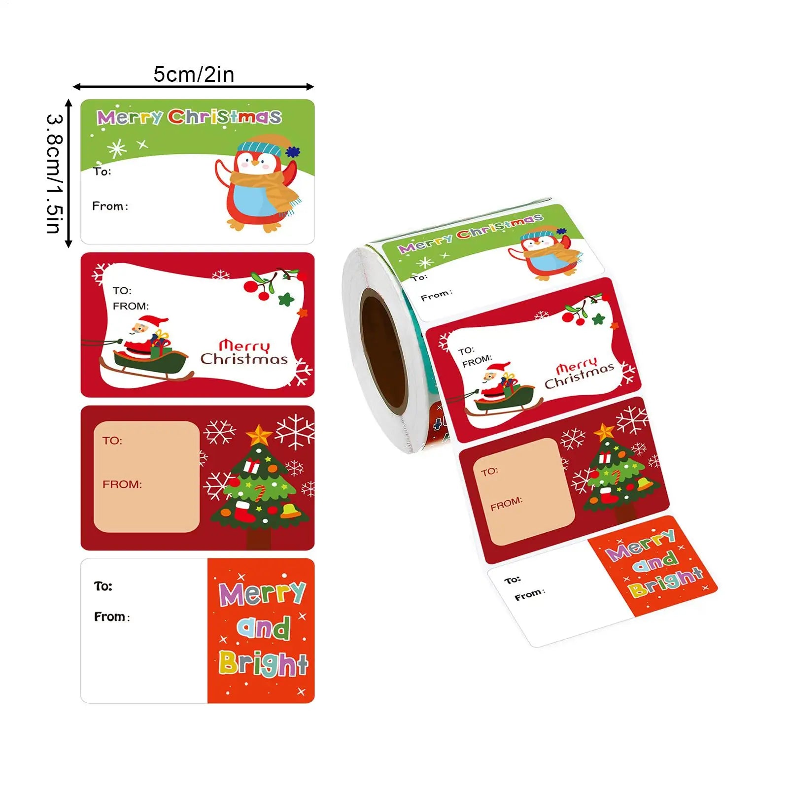 500-Piece Christmas Tag Stickers Roll – Holiday Labels & Seals Holiday Label Stickers Peaceful Pleasures Health and Wellness