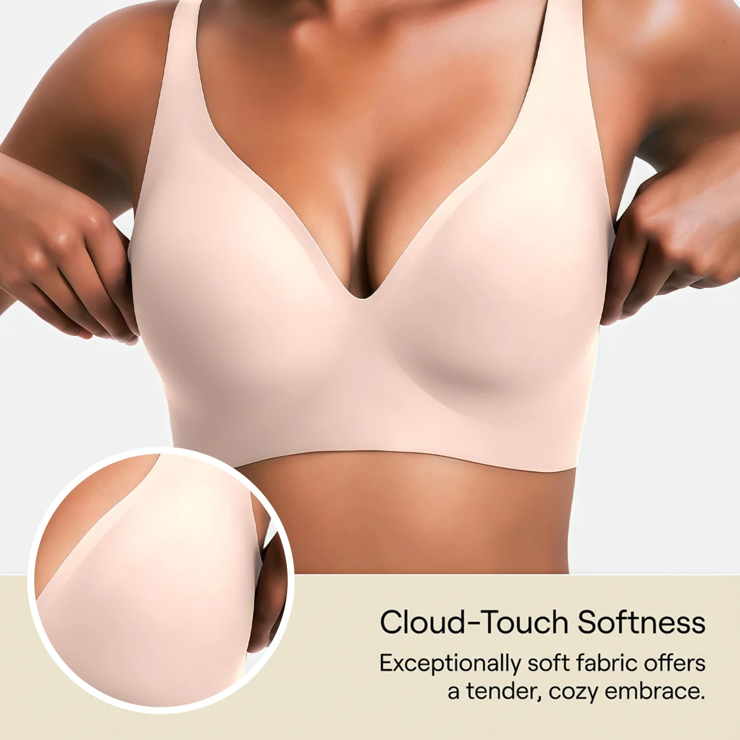 Seamless Deep V Wire-Free Push Up Bra | Breathable Lift Bra