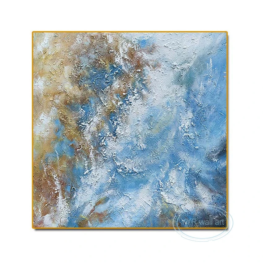 Large Square Mural Abstract Art Oil Painting Handmade Texture Wall Decoration Canvas Living Room Bedroom Restaurant Custom Image Peaceful Pleasures Health and Wellness no frame High70cmx90cm